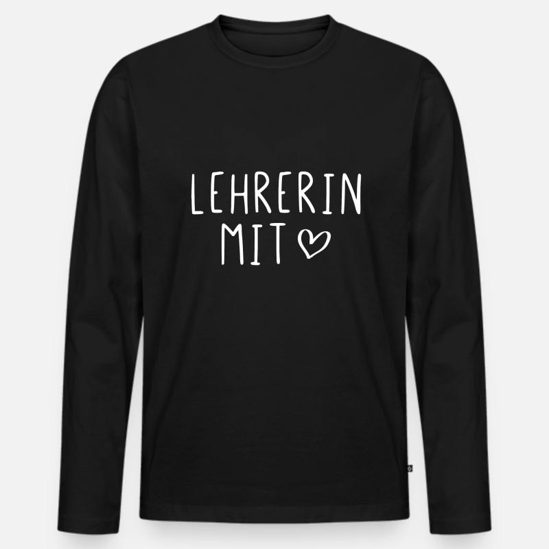 Lehrerin mit Herz - Männer Premium Bio Langarmshirt - Schwarz