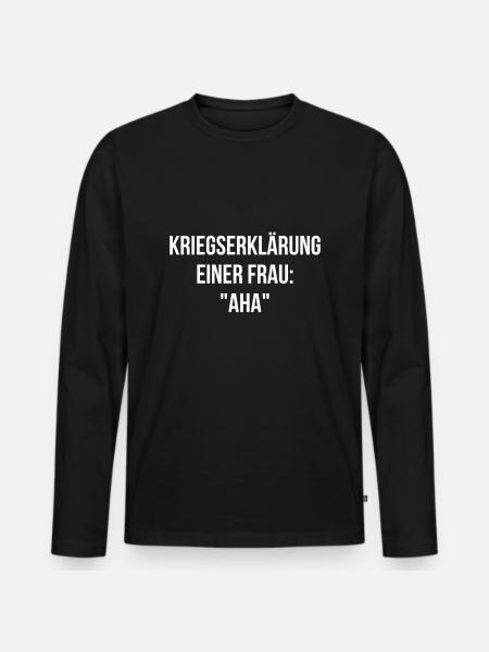 Kriegserklärung einer Frau aha - Männer Premium Bio Langarmshirt - Schwarz