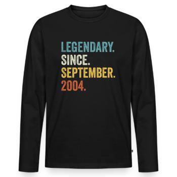 Legendary Since September 2004 18. Geburtstag - Männer Premium Bio Langarmshirt - Schwarz - Vorne - Nico (187cm)