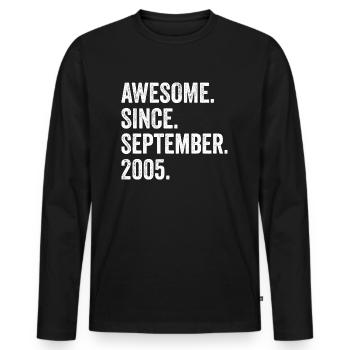 Génial depuis septembre 2005 17ème anniversaire - T-shirt manches longues Premium bio Homme - noir - Devant - Nico (187cm)