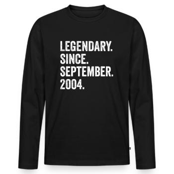 Legendary Since September 2004 18. Geburtstag - Männer Premium Bio Langarmshirt - Schwarz - Vorne - Nico (187cm)