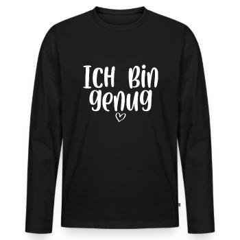 Ich bin genug - Männer Premium Bio Langarmshirt - Schwarz - Vorne - Nico (187cm)