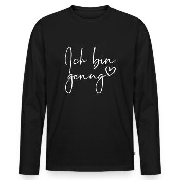 Ich bin genug - Männer Premium Bio Langarmshirt - Schwarz - Vorne - Nico (187cm)
