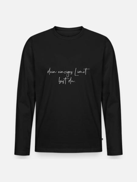 Dein einziges Limit bist du - Männer Premium Bio Langarmshirt - Schwarz