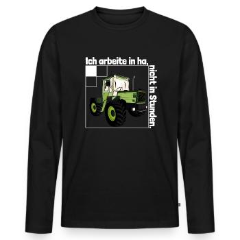 Ich arbeite in Hektar - Lohnarbeit Bauer MB Trac - Männer Premium Bio Langarmshirt - Schwarz - Vorne - Nico (187cm)