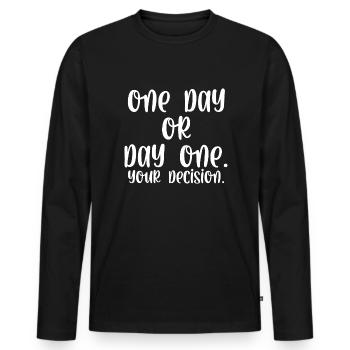 Un jour ou un premier jour votre décision - T-shirt manches longues Premium bio Homme - noir - Devant - Nico (187cm)