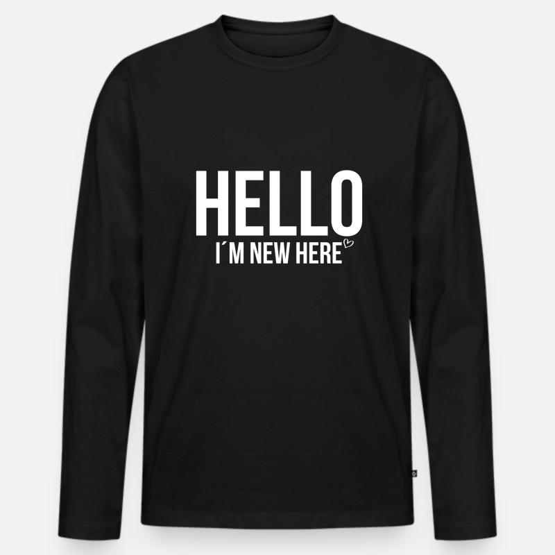 Hello im new here - Männer Premium Bio Langarmshirt - Schwarz