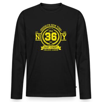 Brooklyn New York College League Vintage Denim - Men's Premium Organic Long Sleeve Shirt - black - Front - Nico (187cm)
