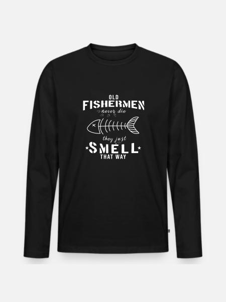 Old fishermen never die - Männer Premium Bio Langarmshirt - Schwarz