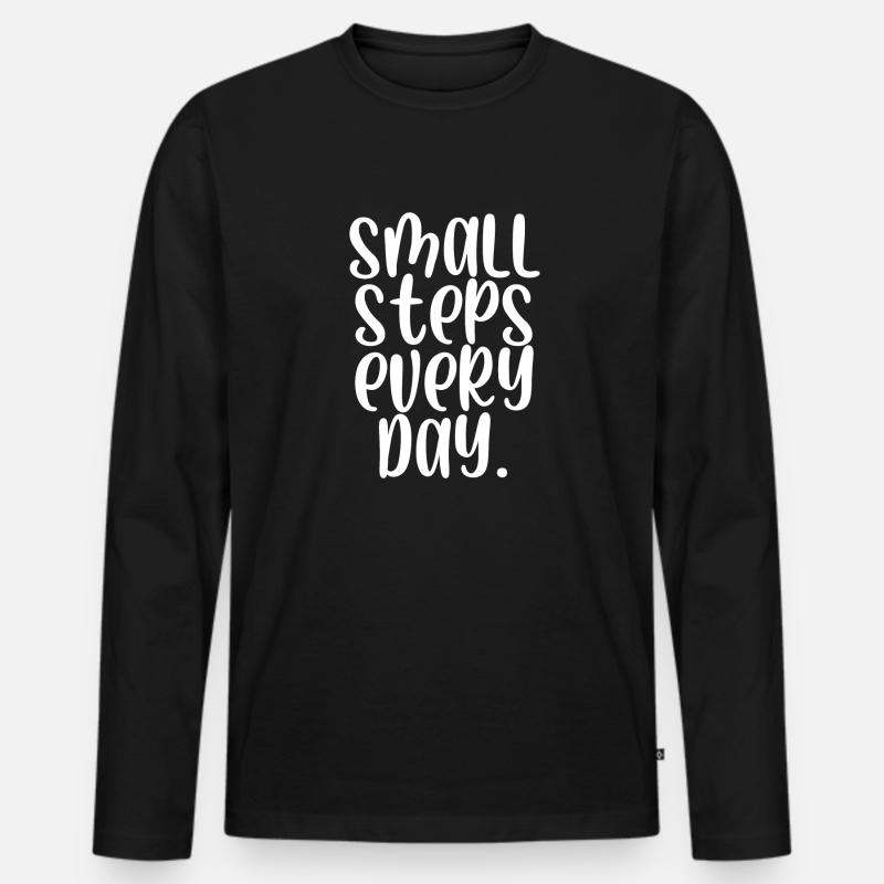 Small steps every day - Männer Premium Bio Langarmshirt - Schwarz