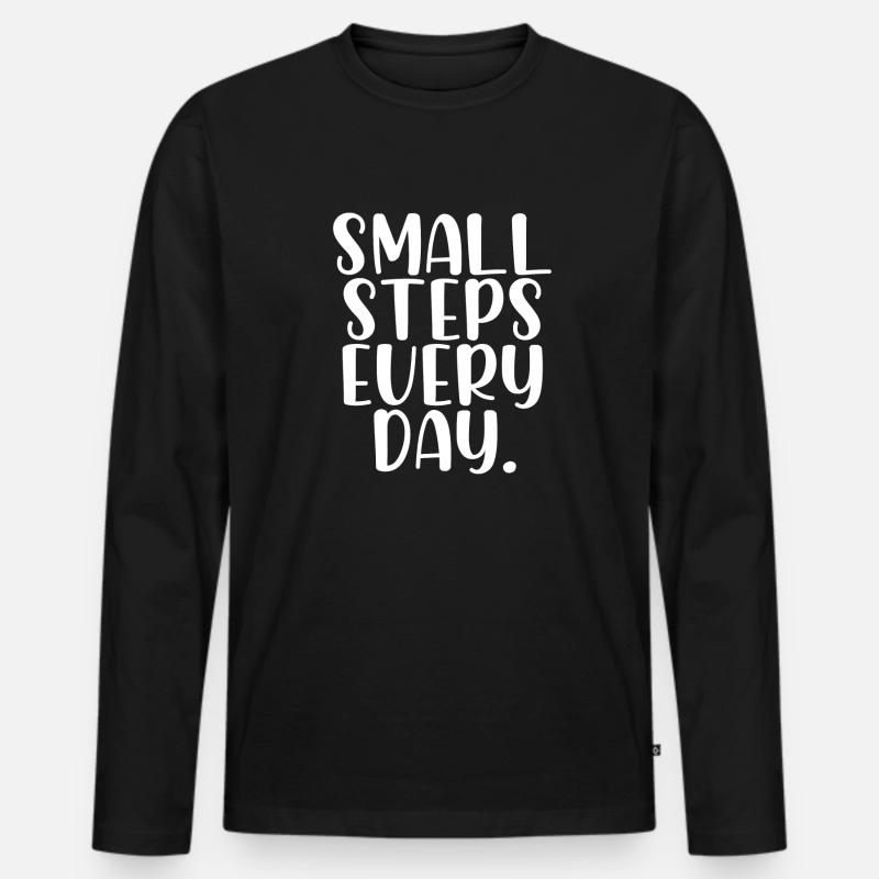 Small steps every day - Männer Premium Bio Langarmshirt - Schwarz