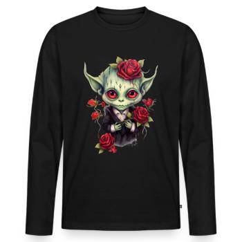 Romantischer Alien-Vampir - Männer Premium Bio Langarmshirt - Schwarz - Vorne - Nico (187cm)