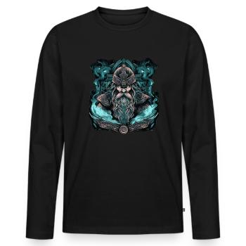 Wikinger Nordmann: Elegantes nordisches Design - Männer Premium Bio Langarmshirt - Schwarz - Vorne - Nico (187cm)