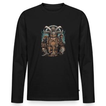 Wikinger Nordmann: Elegantes nordisches Design - Männer Premium Bio Langarmshirt - Schwarz - Vorne - Nico (187cm)