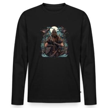 Wikinger Nordmann: Elegantes nordisches Design - Männer Premium Bio Langarmshirt - Schwarz - Vorne - Nico (187cm)