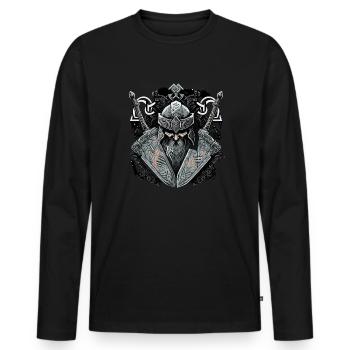 Wikinger Nordmann: Elegantes nordisches Design - Männer Premium Bio Langarmshirt - Schwarz - Vorne - Nico (187cm)
