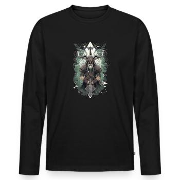 Wikinger Nordmann: Elegantes nordisches Design - Männer Premium Bio Langarmshirt - Schwarz - Vorne - Nico (187cm)