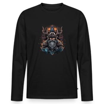 Wikinger Nordmann: Elegantes nordisches Design - Männer Premium Bio Langarmshirt - Schwarz - Vorne - Nico (187cm)