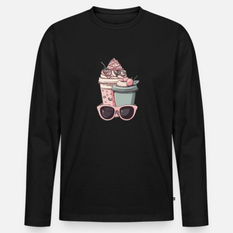 Kaffeebecher Sonnenbrille Topping - Männer Premium Bio Langarmshirt - Schwarz