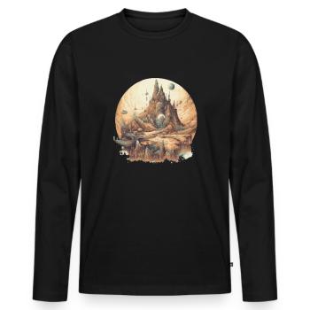 Vie futuriste sur les planètes - T-shirt manches longues Premium bio Homme - noir - Devant - Nico (187cm)