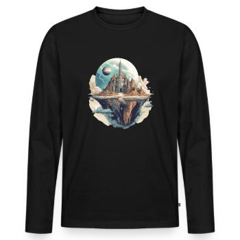 Vie futuriste sur les planètes - T-shirt manches longues Premium bio Homme - noir - Devant - Nico (187cm)