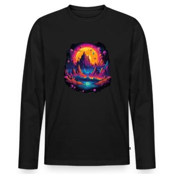 Vie futuriste sur les planètes - T-shirt manches longues Premium bio Homme - noir - Devant - Nico (187cm)