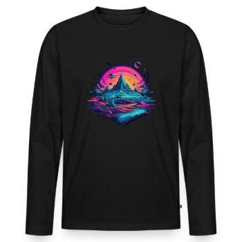 Futuristisch Leben auf Planeten - Männer Premium Bio Langarmshirt - Schwarz - Vorne - Nico (187cm)