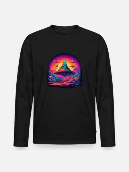 Futuristic life on planets - Men's Premium Organic Long Sleeve Shirt - black