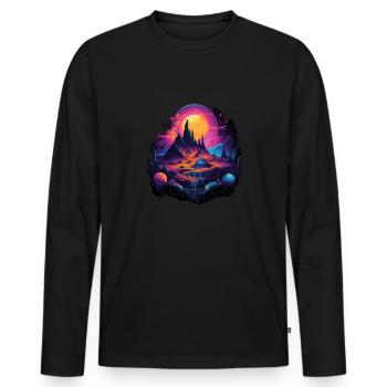 Futuristisch Leben auf Planeten - Männer Premium Bio Langarmshirt - Schwarz - Vorne - Nico (187cm)