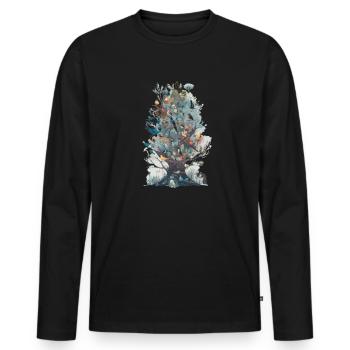 Observation des oiseaux Observateurs d’oiseaux Oiseaux - T-shirt manches longues Premium bio Homme - noir - Devant - Nico (187cm)