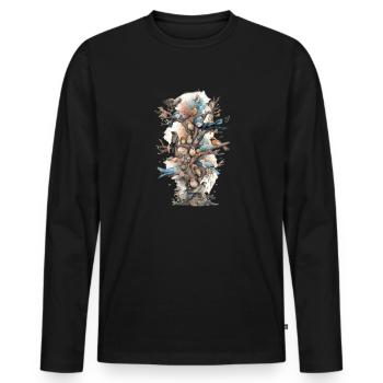 Observation des oiseaux Observateurs d’oiseaux Oiseaux - T-shirt manches longues Premium bio Homme - noir - Devant - Nico (187cm)