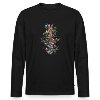 Observation des oiseaux Observateurs d’oiseaux Oiseaux - T-shirt manches longues Premium bio Homme - noir - Devant - Nico (187cm)
