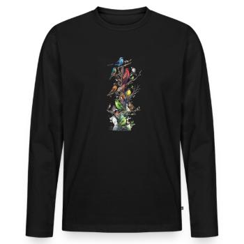 Observation des oiseaux Observateurs d’oiseaux Oiseaux - T-shirt manches longues Premium bio Homme - noir - Devant - Nico (187cm)
