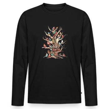 Observation des oiseaux Observateurs d’oiseaux Oiseaux - T-shirt manches longues Premium bio Homme - noir - Devant - Nico (187cm)