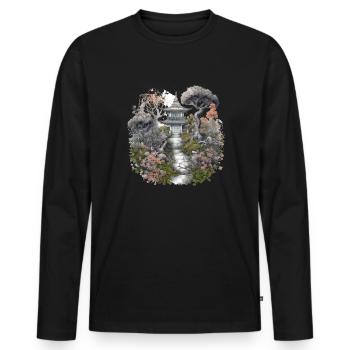 Bonsaï - Jardin Japonais - T-shirt manches longues Premium bio Homme - noir - Devant - Nico (187cm)