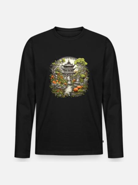 Bonsai - Japanese Garden - Men's Premium Organic Long Sleeve Shirt - black