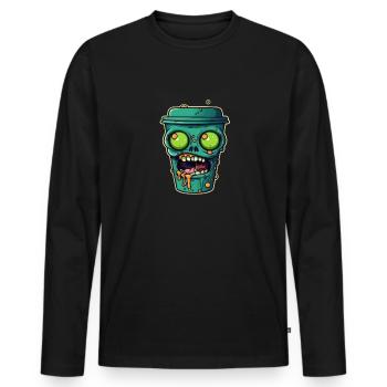 Halloween coffee mug - creepy coffee mug - Men's Premium Organic Long Sleeve Shirt - black - Front - Nico (187cm)