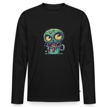 Halloween coffee mug - creepy coffee mug - Men's Premium Organic Long Sleeve Shirt - black - Front - Nico (187cm)