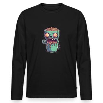 Halloween coffee mug - creepy coffee mug - Men's Premium Organic Long Sleeve Shirt - black - Front - Nico (187cm)