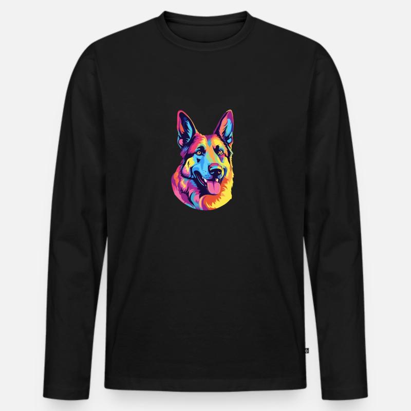 Schäferhund - Männer Premium Bio Langarmshirt - Schwarz