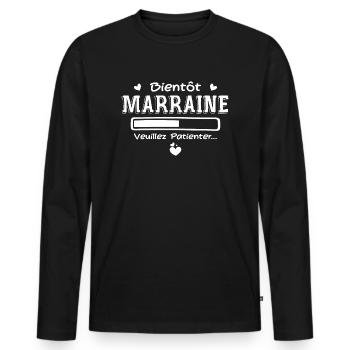 Bientôt marraine - Humour Marraine Future Marraine - T-shirt manches longues Premium bio Homme - noir - Devant - Nico (187cm)
