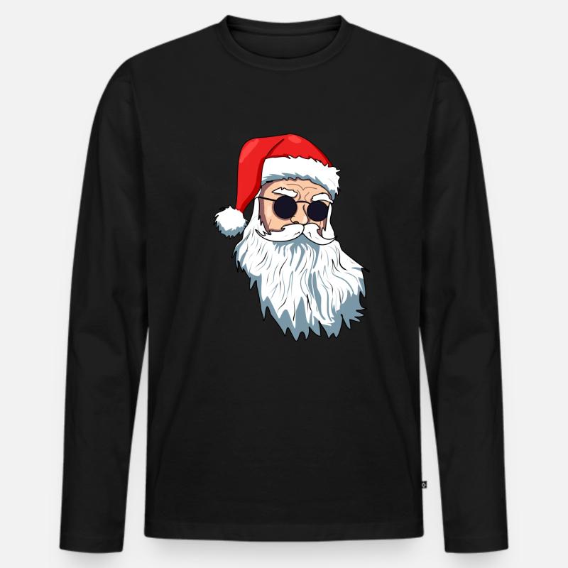 Weihnachtsmann mit Sonnenbrille - Männer Premium Bio Langarmshirt - Schwarz