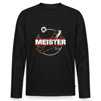 Schreinermeister 2024 - Männer Premium Bio Langarmshirt - Schwarz - Vorne - Nico (187cm)