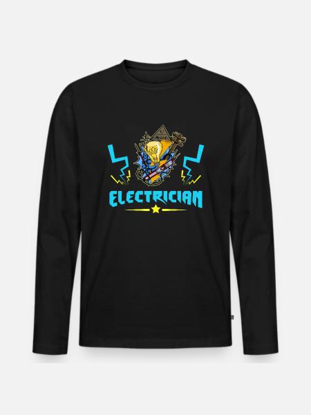 Electrician Electrician Lighting Technician Lamp - Men's Premium Organic Long Sleeve Shirt - black