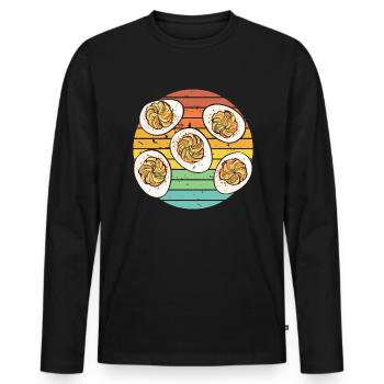 Stuffed Eggs Deviled Eggs - Men's Premium Organic Long Sleeve Shirt - black - Front - Nico (187cm)