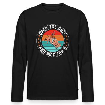 Bull Rider Rodeo Western Cowboy Bull Riding - Men's Premium Organic Long Sleeve Shirt - black - Front - Nico (187cm)