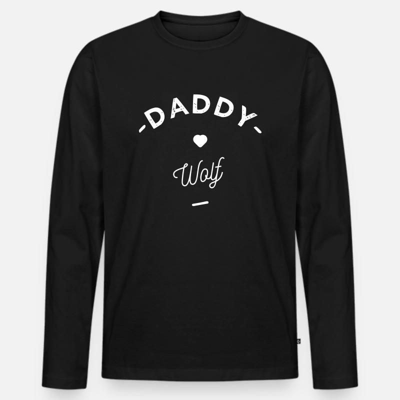 Daddy wolf - Männer Premium Bio Langarmshirt - Schwarz
