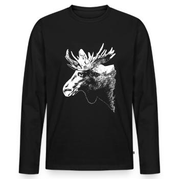 Elch - Moose - Männer Premium Bio Langarmshirt - Schwarz - Vorne - Nico (187cm)