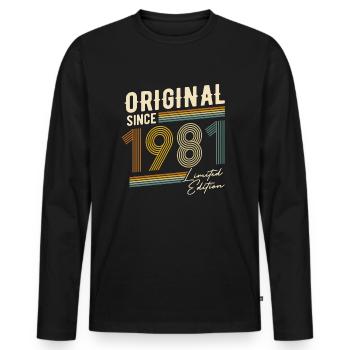 Jahrgang 1981 Original Geburtstag 1981 Retro - Männer Premium Bio Langarmshirt - Schwarz - Vorne - Nico (187cm)