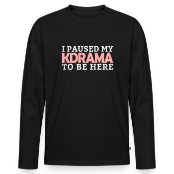 Ich machte meine Kdrama inne, um hier hier zu sein - Männer Premium Bio Langarmshirt - Schwarz - Vorne - Nico (187cm)
